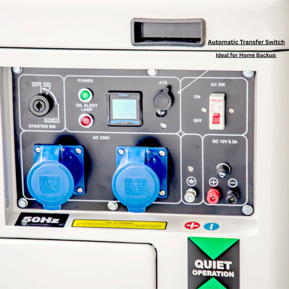 PP-8KVA-DG 8KVA Electric Start Quiet Portable Backup Power Generator for Home, Farm, Workshop & Commercial Use