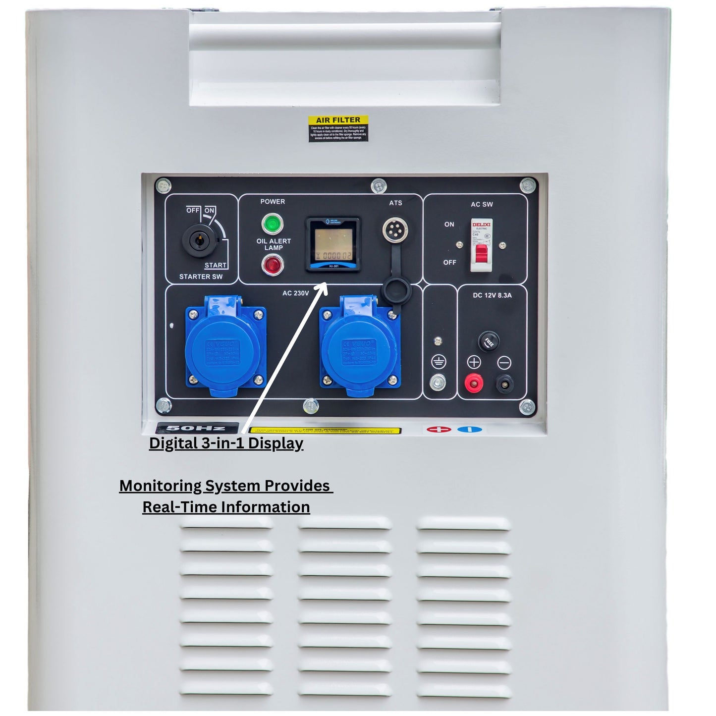 PP-10KVA-DG 10KVA Semi-Enclosed Quiet Diesel Generator – Electric Start Heavy Duty Backup Power Generator for Home, Farm & Commercial Use